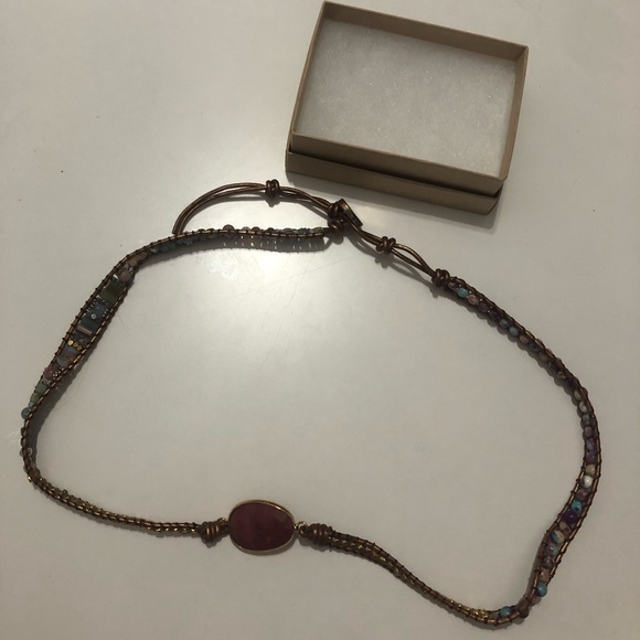 NEW Gemstone wrap bracelet with heart-shaped closure - Picture 4 of 6